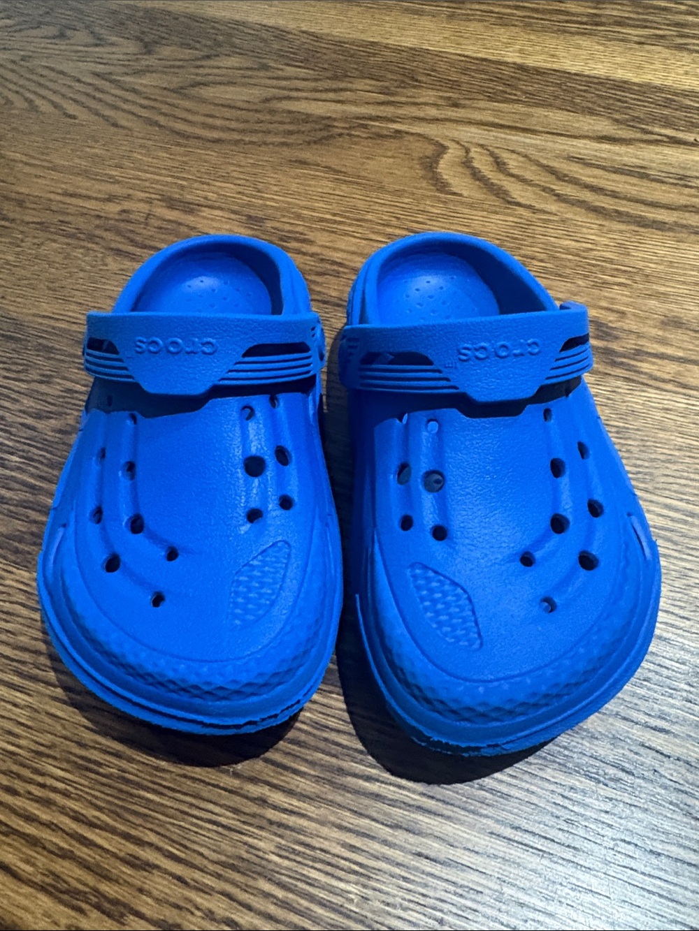 CROCS Kids Bright Blue Foam Clog Sandals with Heel Strap